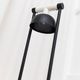 Vintage black metal table lamp with frosted glass disc, Italy, Postmodern Memphis 1980s