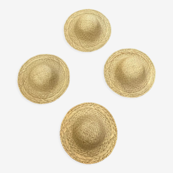 Série de 4 chapeaux décoratif en paille