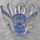 Orrefors Mayflower - Vase 8 Pétales De Cristal Reflets Bleus Vintage