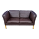 Danish two seater brown leather sofa  1970s
