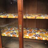 Parisian buffet in waxed wood, 2 glass doors, 2 drawers