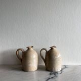 Stoneware oil pitcher x2