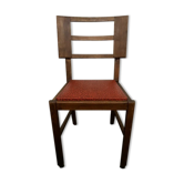 Vintage vintage chair wood and skai seat printed red and black
