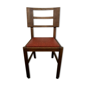 Vintage vintage chair wood and skai seat printed red and black