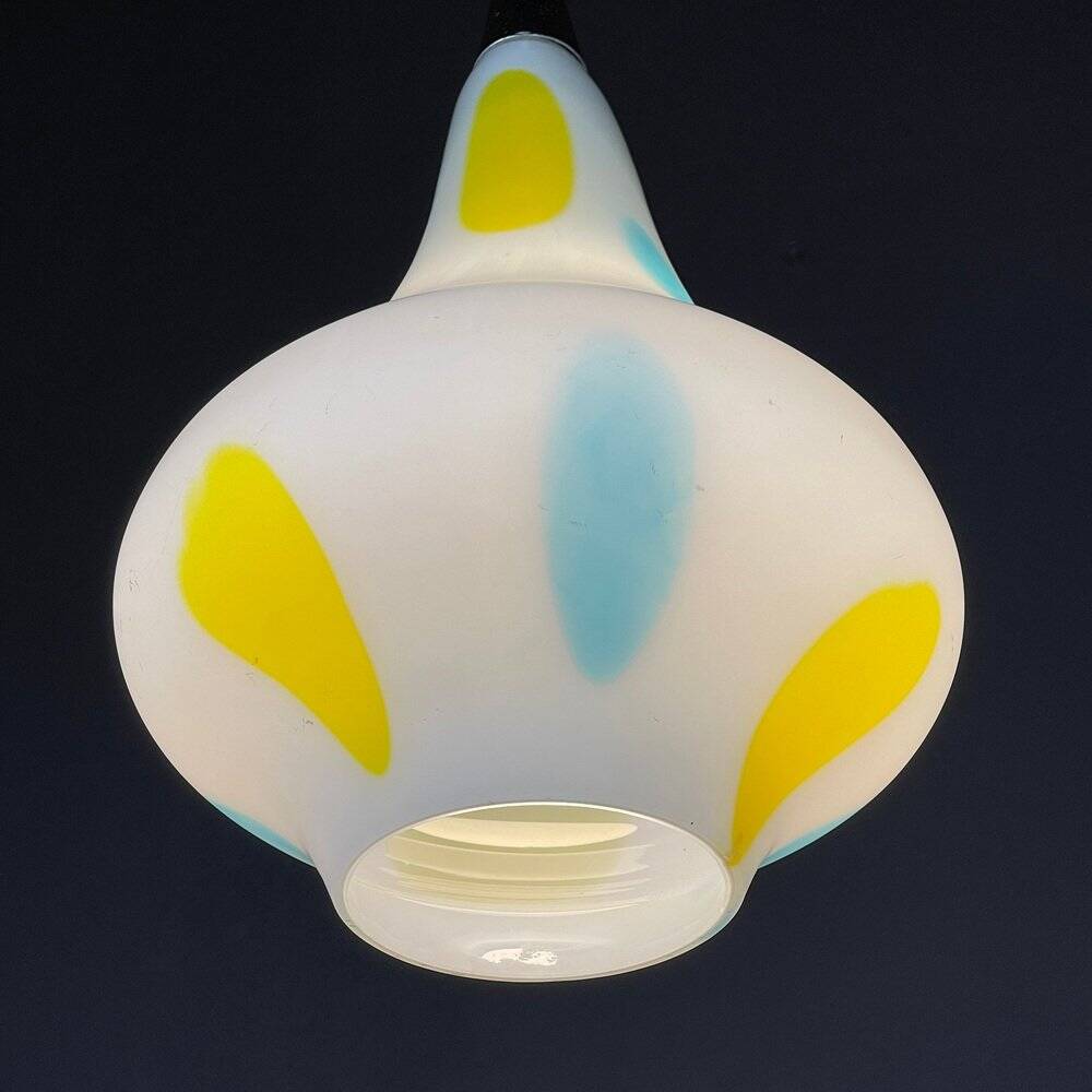 Mid-Century Multicoloured Opaline Glass Pendant Lamp by Stilnovo, Italy, 1950s