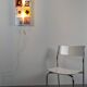 IKEA Gyllen wall lamp in decorated glass, Scandinavian design.