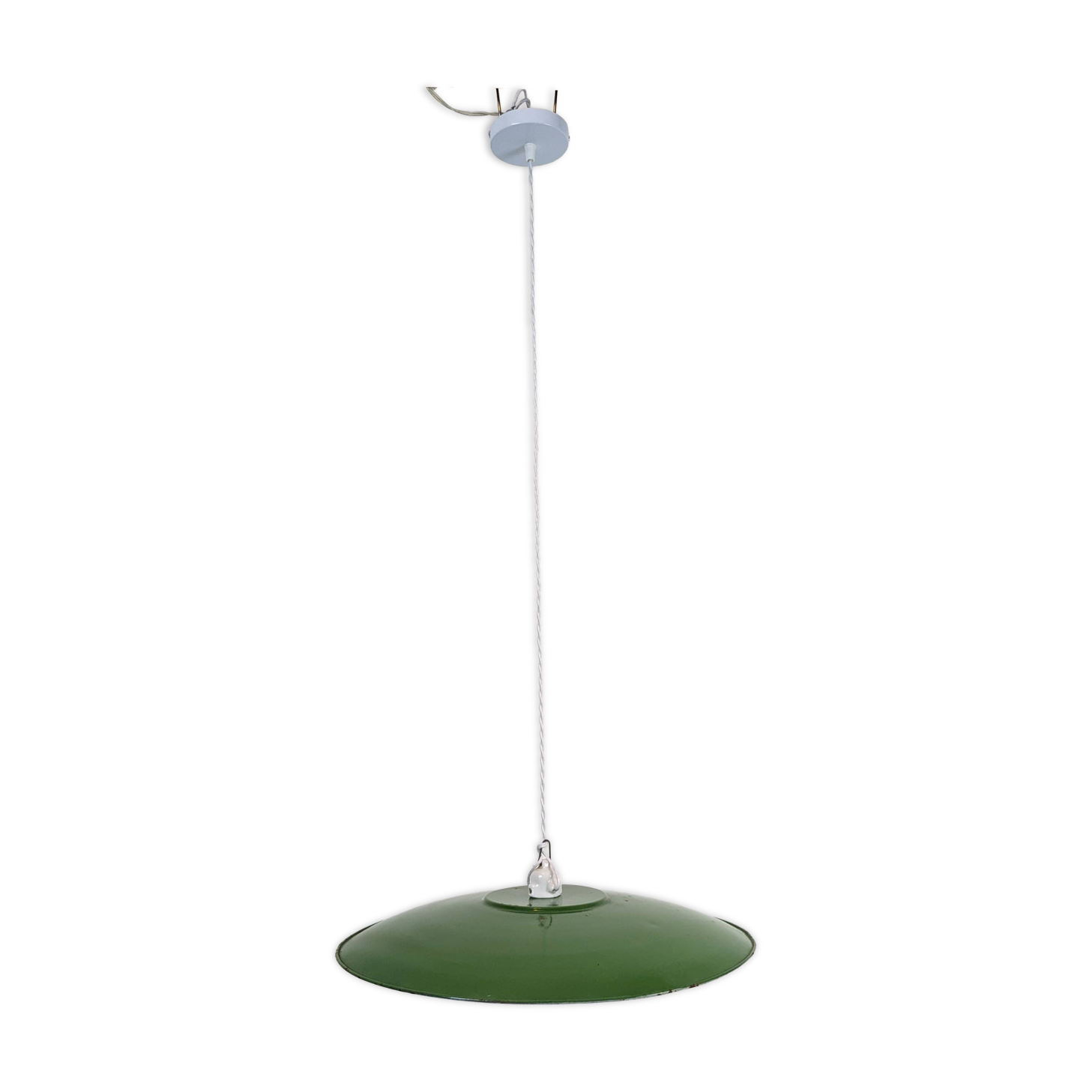 Large green industrial workshop pendant light 50 cm, ceramic socket