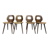 Set of 4 Baumann chairs model Eye in wood, 1950s design.