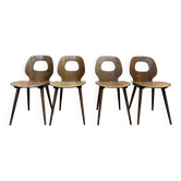 Suite de 4 chaises Baumann modèle œil en bois Design 1950s
