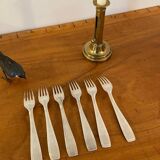 6 grandes fourchettes en métal argenté vintage 1960