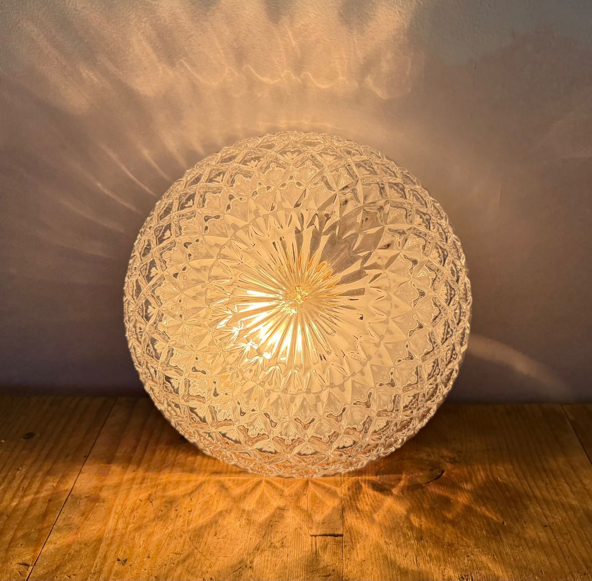 Vintage Glass Wall or Ceiling Light, 1970s