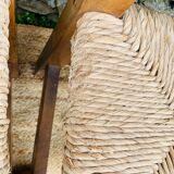Set of 4 wooden and straw chairs