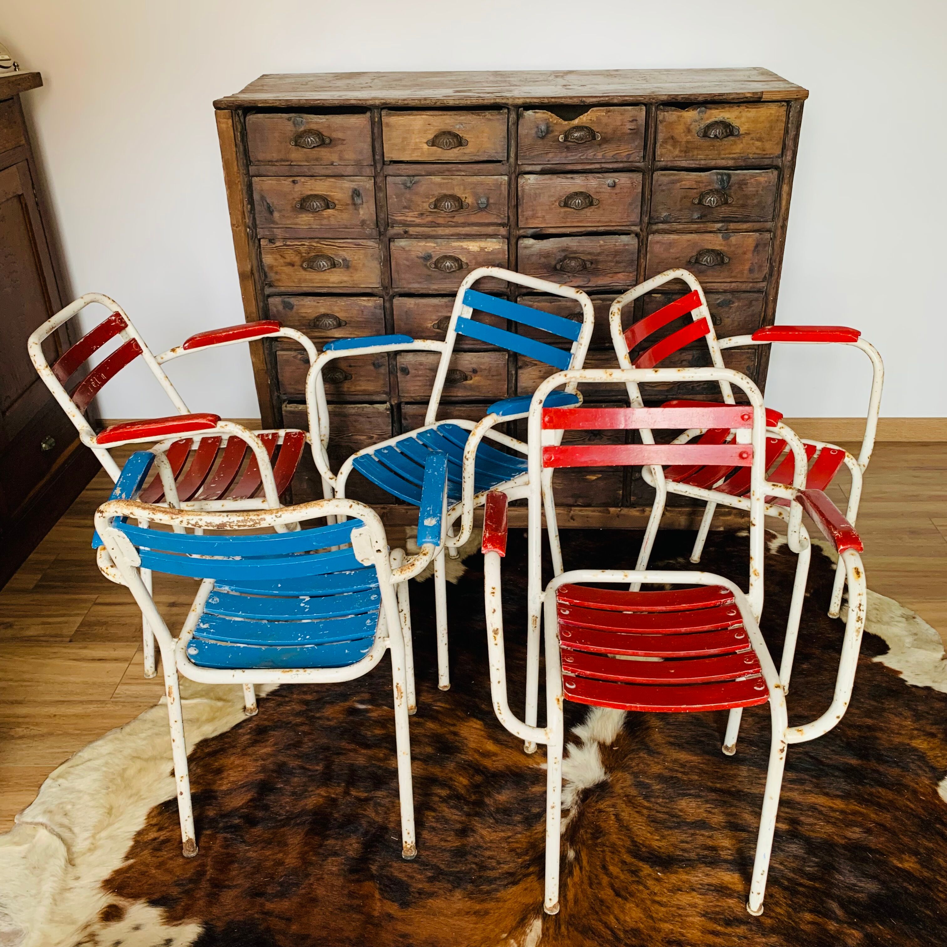 Set of 5 armchairs Tolix T2 50s