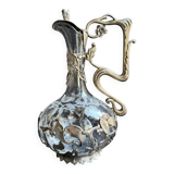 Ewer – Engraved glass and silver-plated metal – Mistletoe decoration