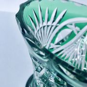 Vase Art Déco en cristal taillé vert