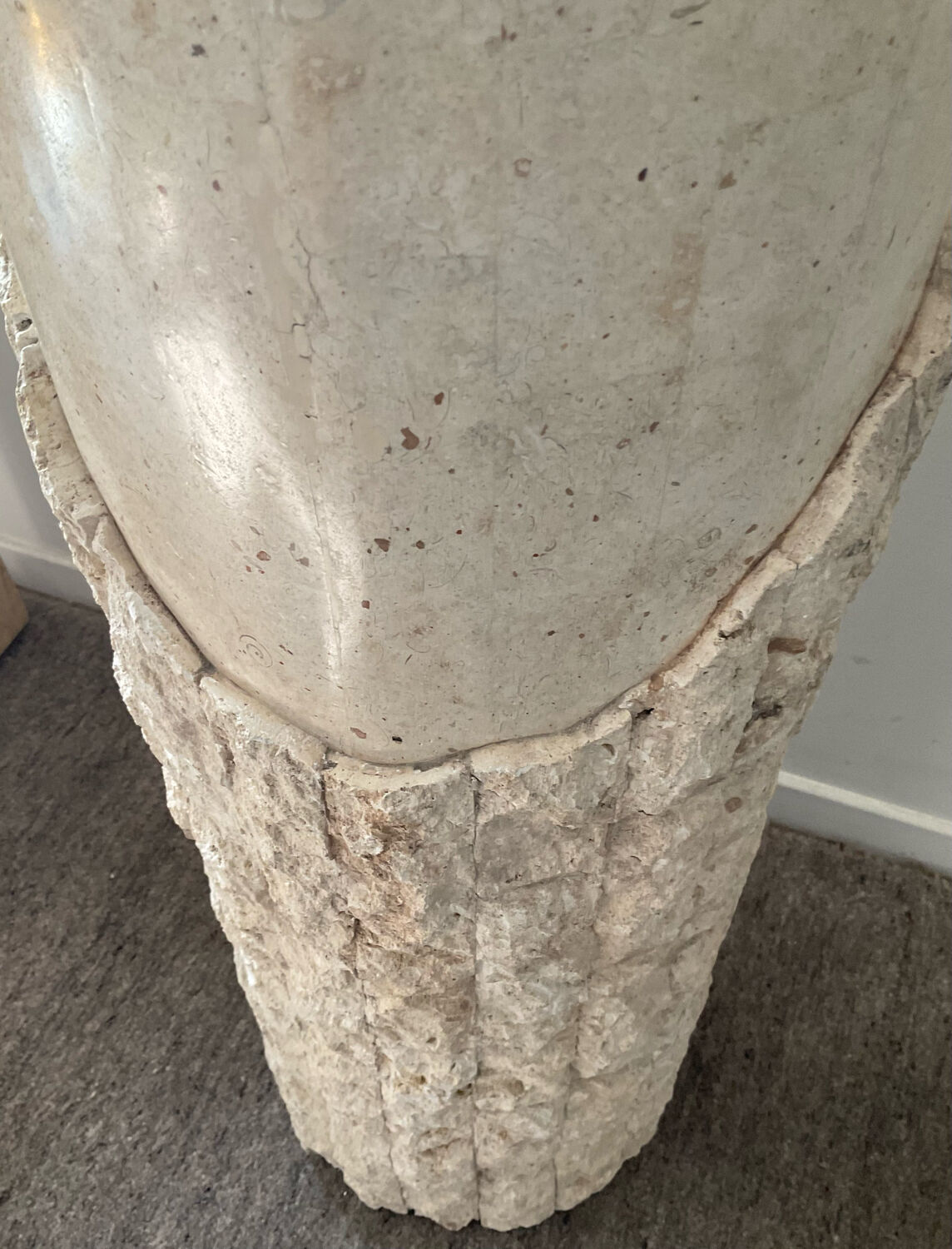 Vintage travertine column 70s-80s