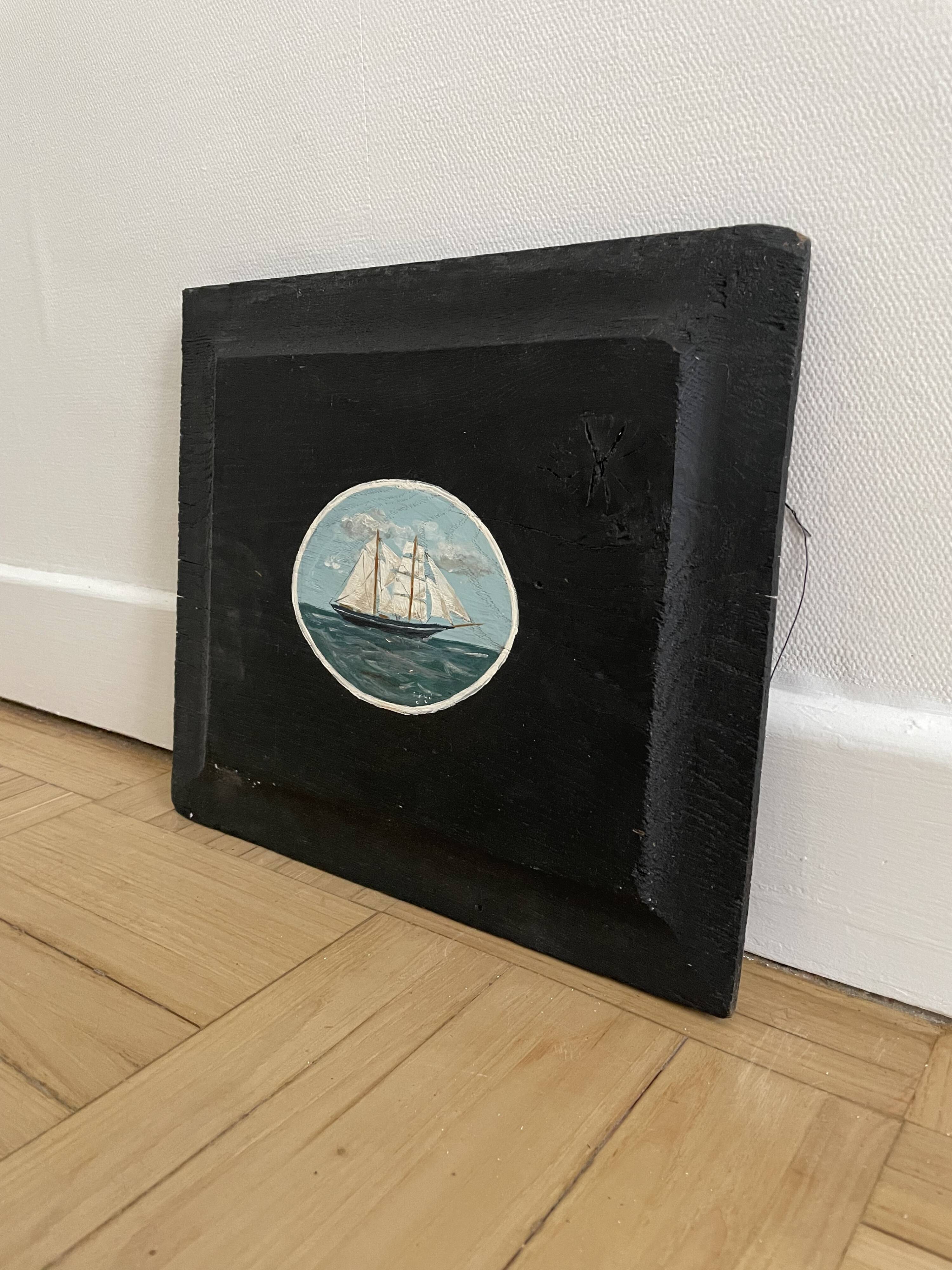 Maritime landscape, oil on thick wooden panel