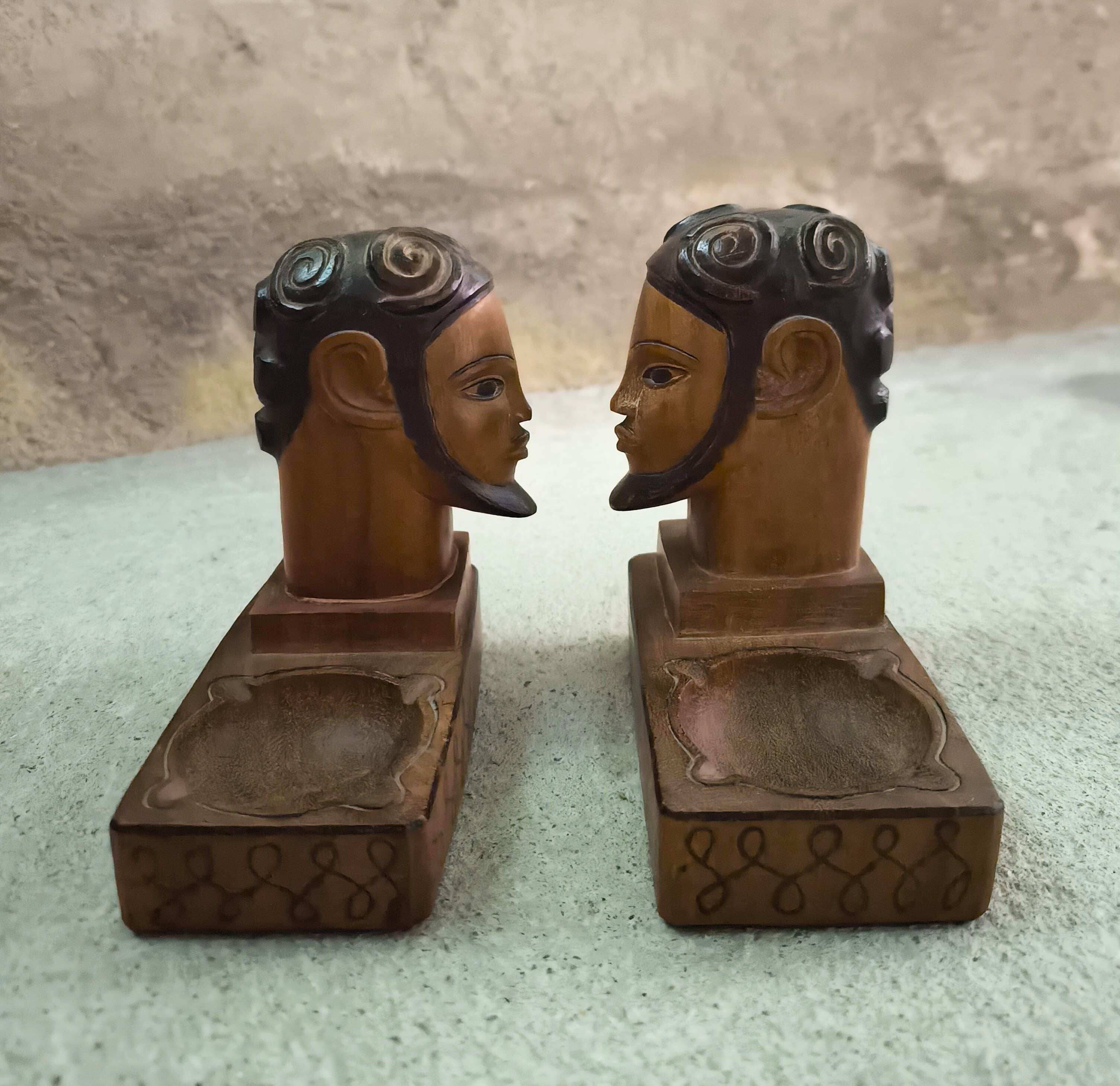 Pair of vintage wooden bookends