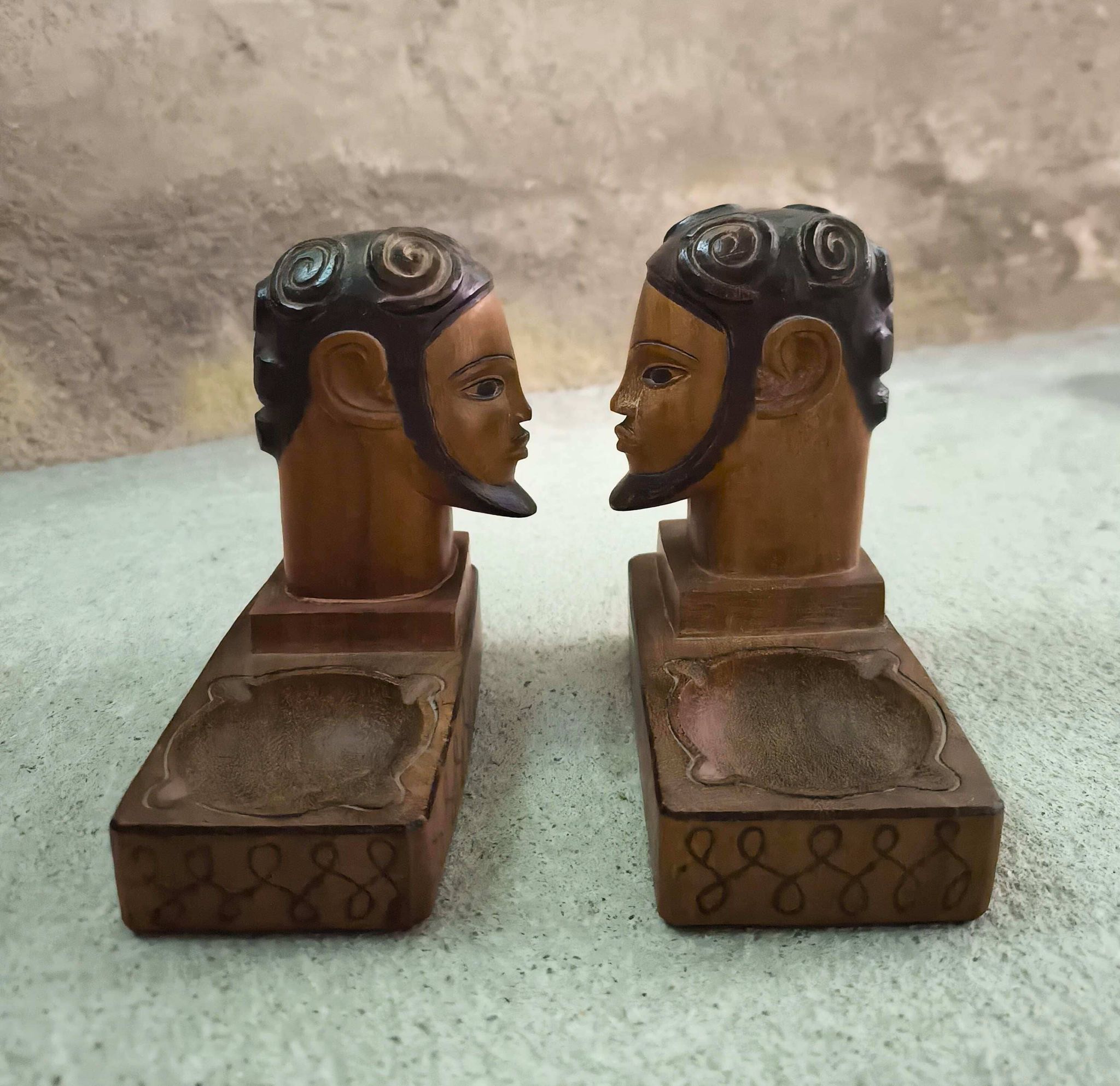 Pair of vintage wooden bookends
