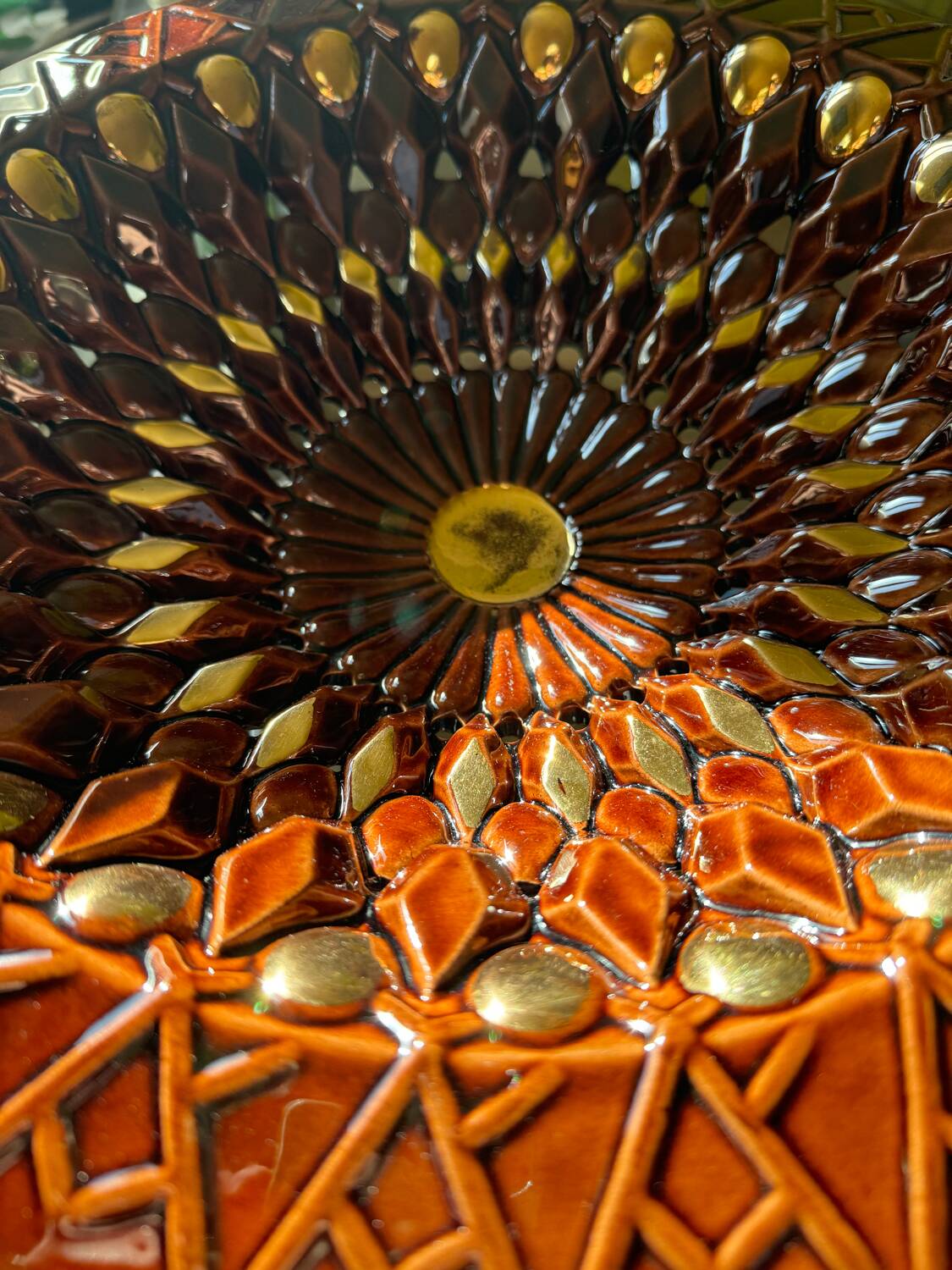 Large decorative openwork ceramic dish Vallauris 60s