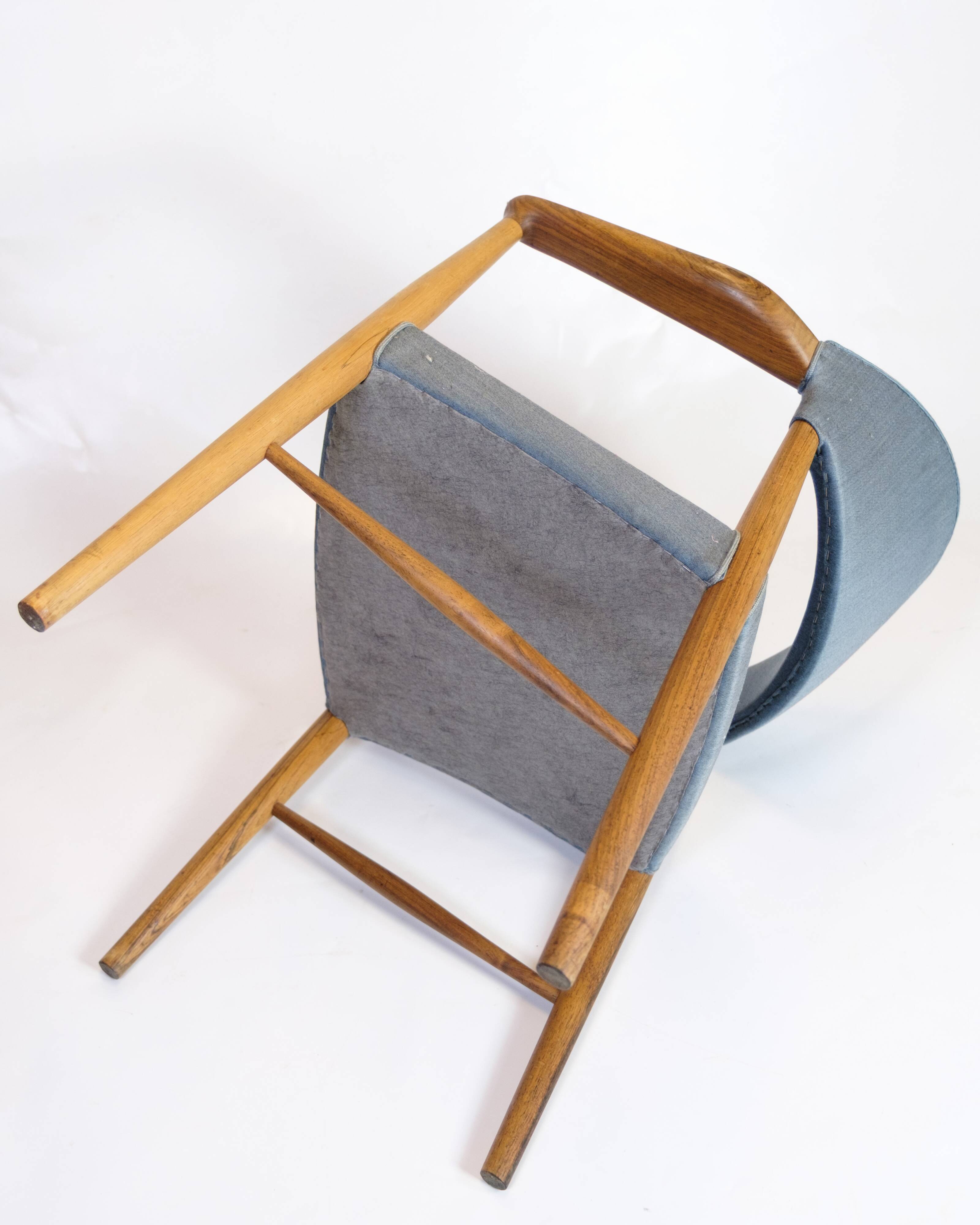 Armchair - Teak - Blue fabric seat - Kurt Olsen - Danish design - 1960s
