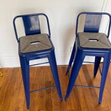 Pair of blue Tolix high chairs
