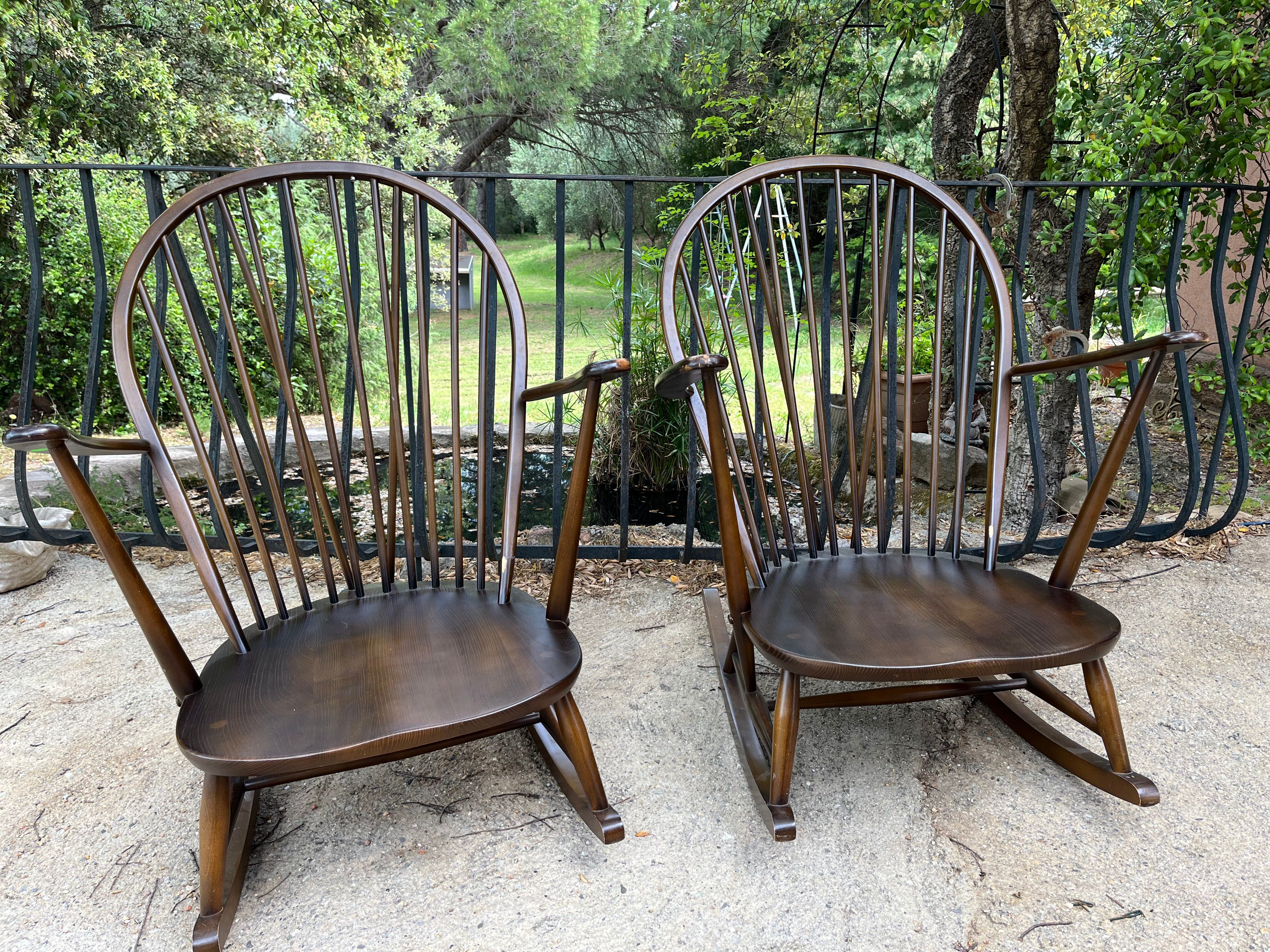 Pair of rocking chairs ercol lucian ercolani vintage design