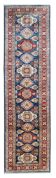 Handmade runner rug traditional kazak carpet rug blue geometric runner