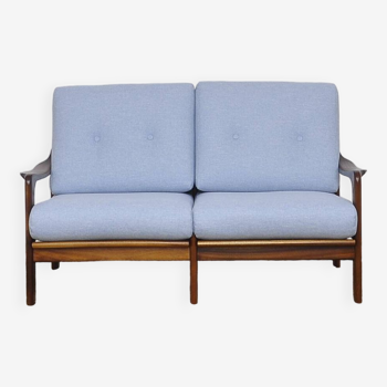 Canapé scandinave bleu en bois d'afomosia, années 1960