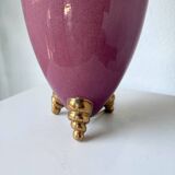 Pink and gold ceramic tripod table lamp
