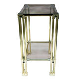 double-plated square tray in smoked glass and gilded brass structure from the late 1970s