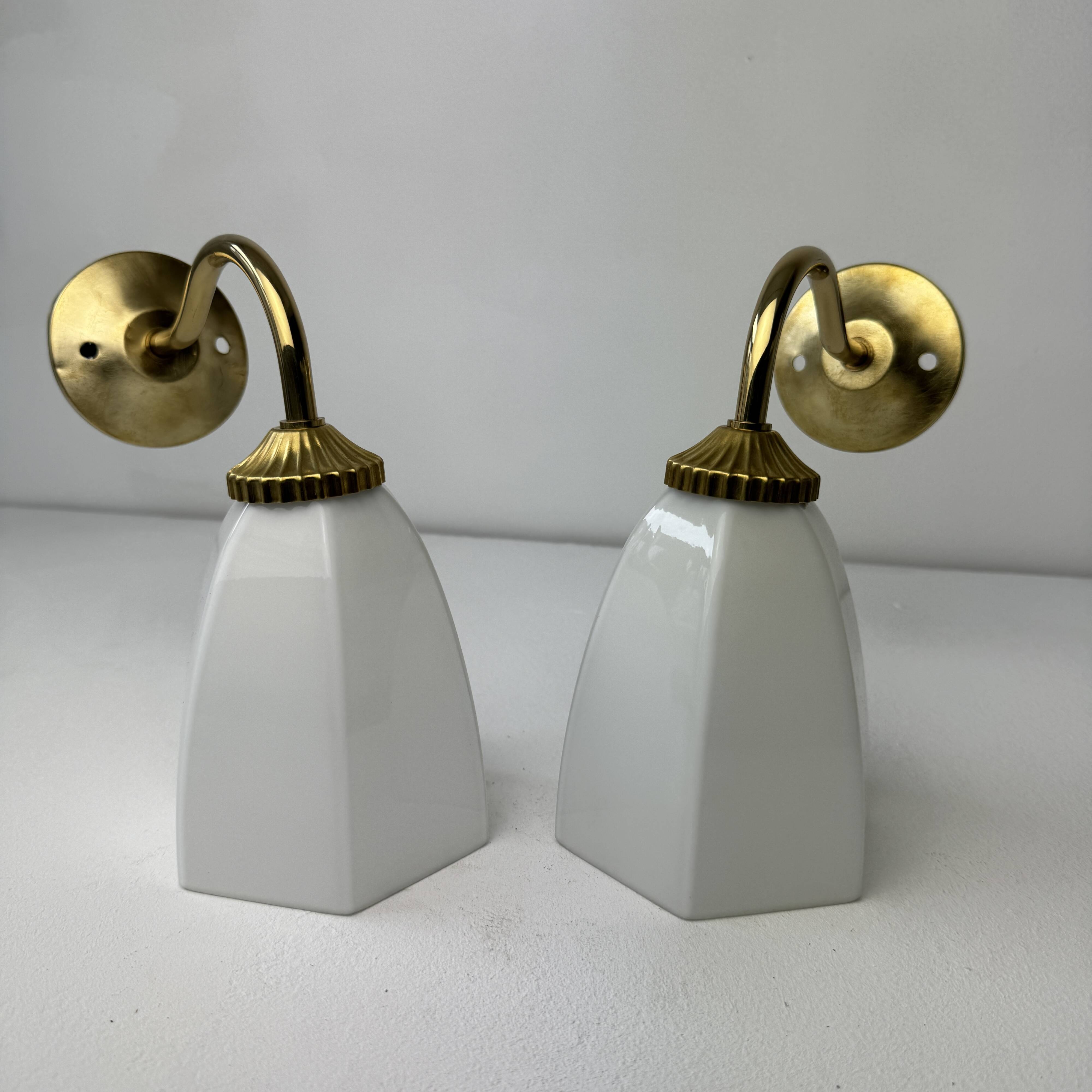 Pair of old vintage opaline sconces