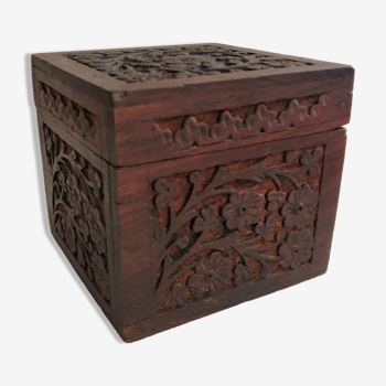 Old chiseled wooden box