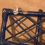 Old rattan coat rack with 3 hooks and crosspieces on the upper part