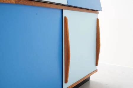 Willy Van Der Meeren, Blue Two-Tone Kitchen Cabinet for Tubax
