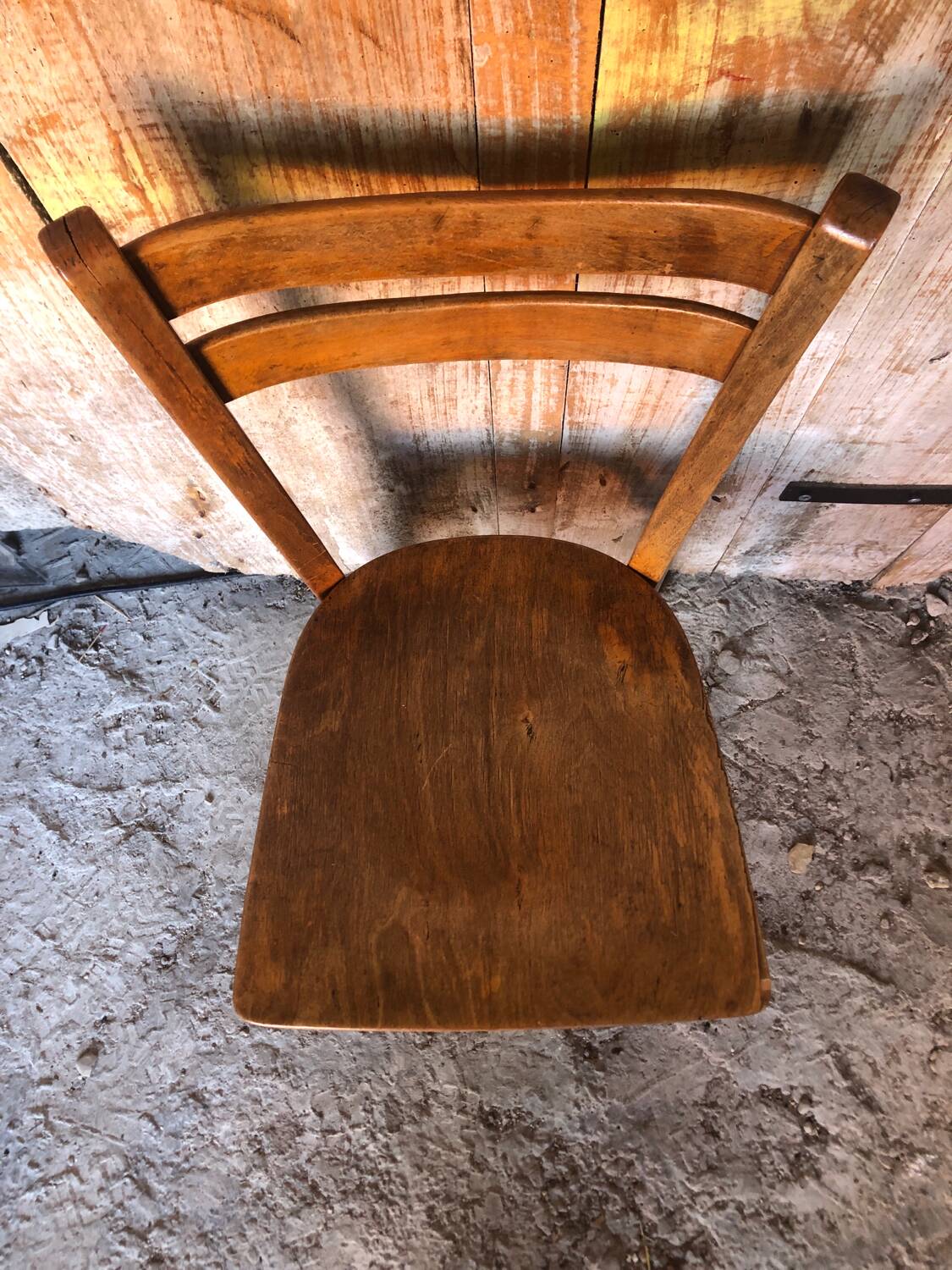 Old vintage baumann light wood bistro chair #a566