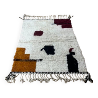 Tapis berbère Beni Ouarain du Maroc - Laine artisanale, 160×110 cm