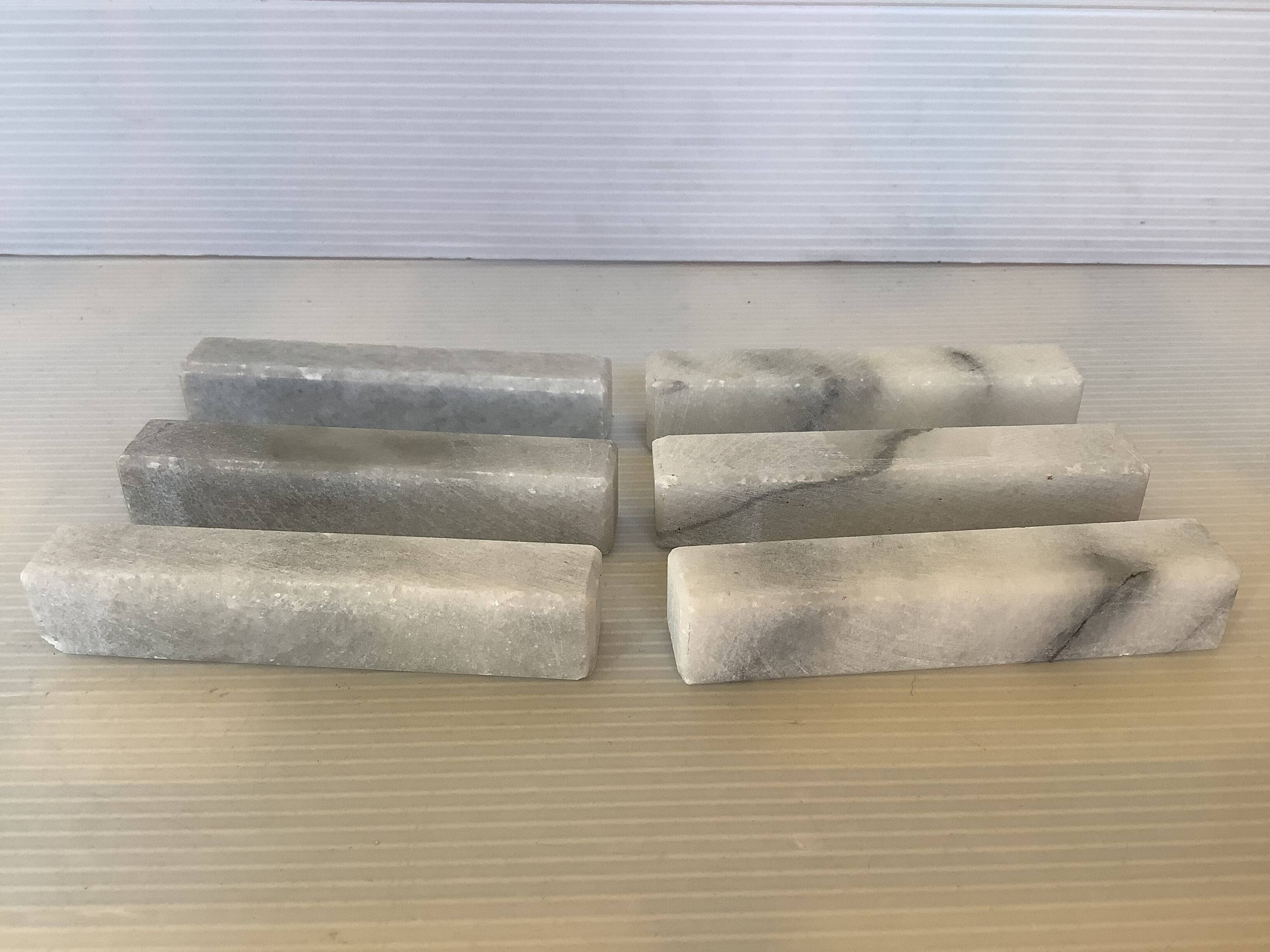Six gray white marble knife holders