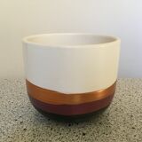 Cache-pot céramique ceinture dorée