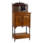19th-Century Small Walnut Cabinet with the Motif of Sunflowers attributed to George Davis, 1890s