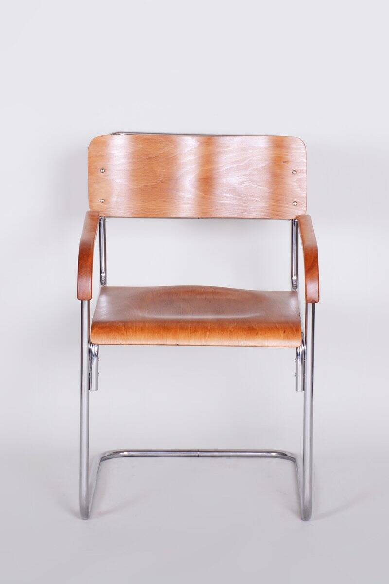 Bauhaus Armchair in Chrome & Beech attributed to Mücke-Melder, 1930s