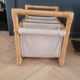 Vintage magazine rack made of bamboo, rattan and canvas