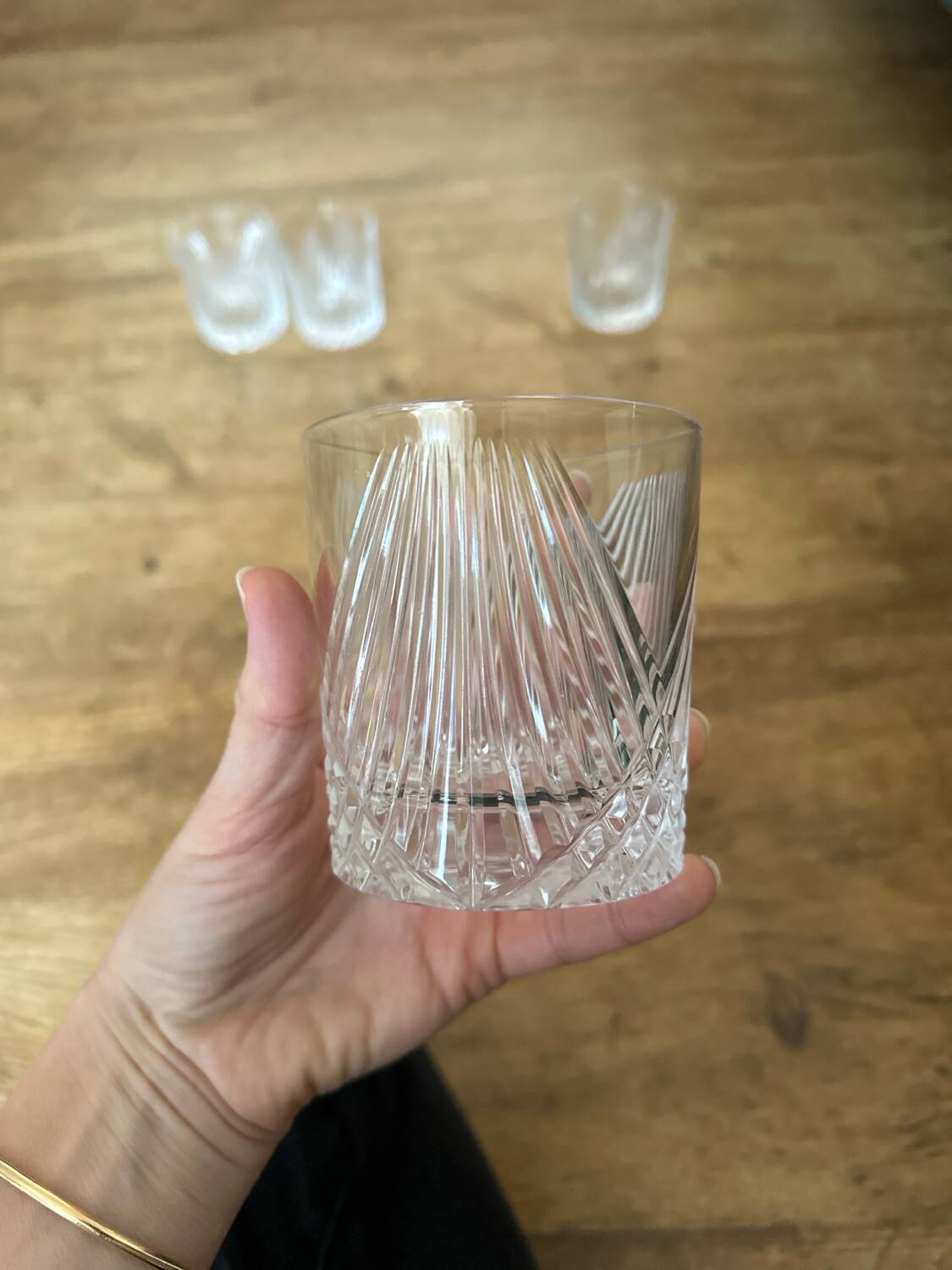 Set of vintage crystal whiskey glasses