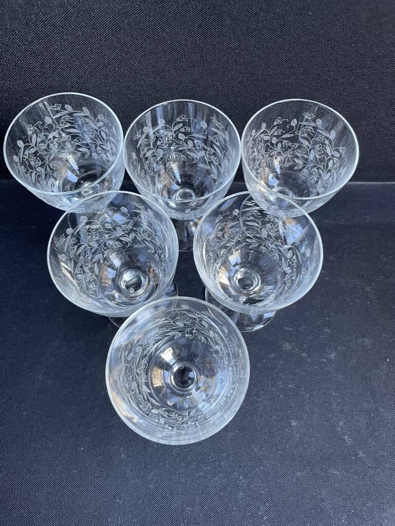 Port wine service – Blown, engraved and cut crystal – Art Deco