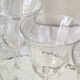 6 antique engraved stemmed glasses with stylised flowers, for wine or water.