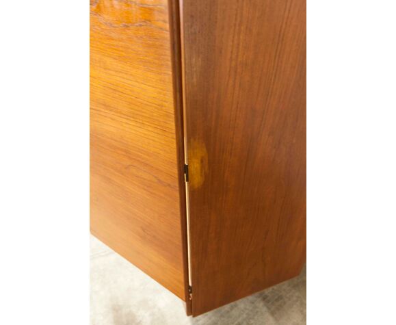 Scandinavian wardrobe solid teak 1960 3 door + mirror + 2 drawers +  mounting plan | Selency