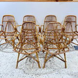 Six vintage rattan chairs