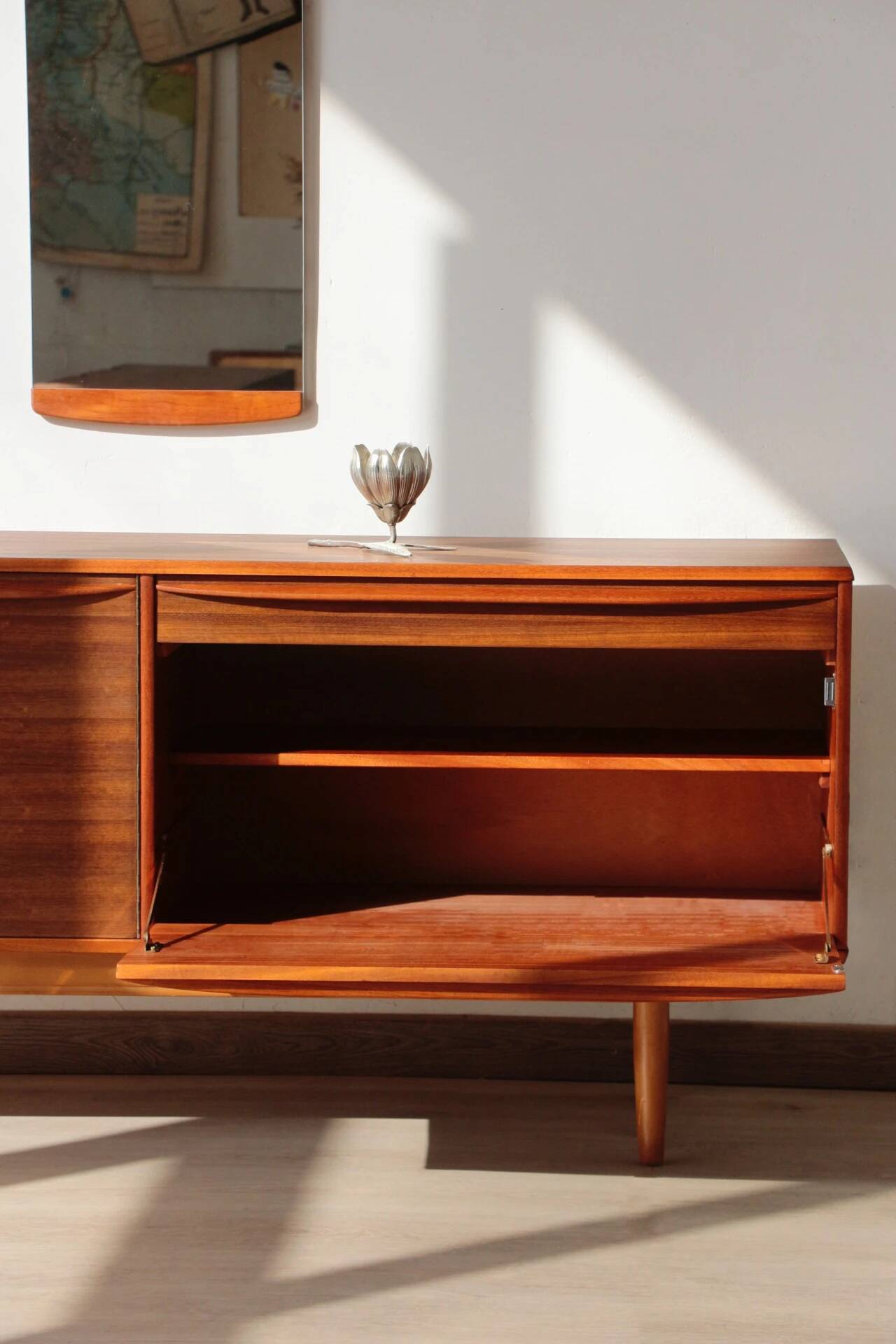 Vintage zebrano and walnut furniture from Morris of Glasgow.