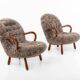 Rare pair of Clam chairs by Arnold Madsen for Madsen & Schubell, Denmark 1944