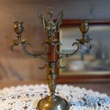 2-arm bronze candlestick, with eagle, 19th century